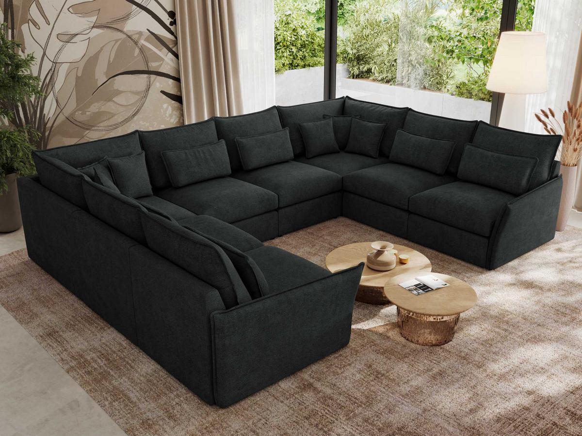 WOHNLANDSCHAFT VERSO U 8M Dunkelgrau Struktur - Dunkelgrau/Schwarz, Kunststoff/Textil (362/93/270cm) - MKS