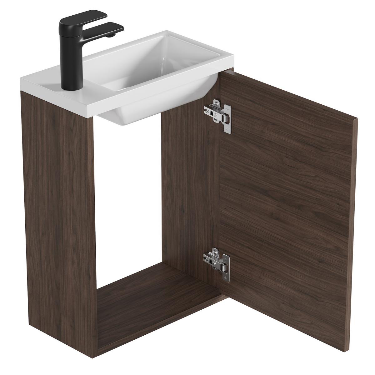 GÄSTE-WC-MÖBELSET Florence 2 Teile Walnuss Braun - 40 x 22 x 50 cm - Eichefarben, Holz (40/50/22cm) - Badplaats