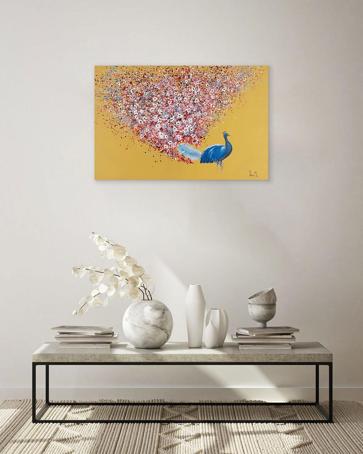 ACRYLBILD HANDGEMALT 90/60 cm - Blau/Pink, Holz/Textil (90/60cm) - KUNSTLOFT