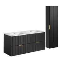 BADMÖBEL 120.4cm Adriel 2er-Set Mattschwarz - Schwarz, Holzwerkstoff (120.4/57/46cm) - Petits-meubles