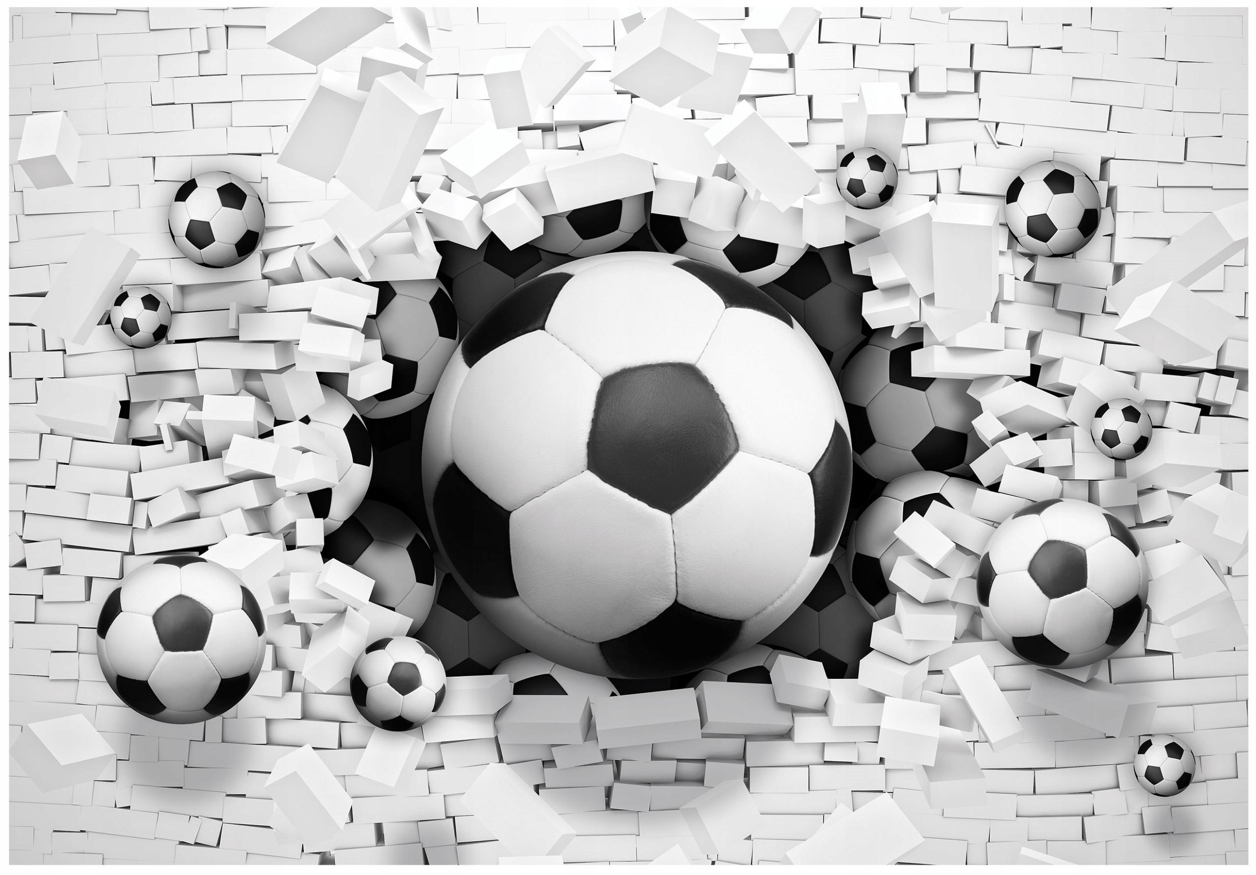FOTOTAPETE Fußball Kinderzimmer Vliestapete Tapete 350x250 - Multicolor, Papier (350/250cm) - Wallarena
