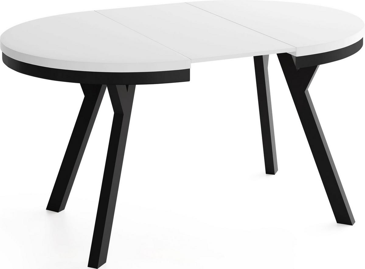 ESSTISCH Vero Neo rund ausziehbar verlängerbar, Weiss 80-130/80/77 cm - Schwarz/Weiß, Holz/Holzwerkstoff (80/130/77cm) - WFL GROUP