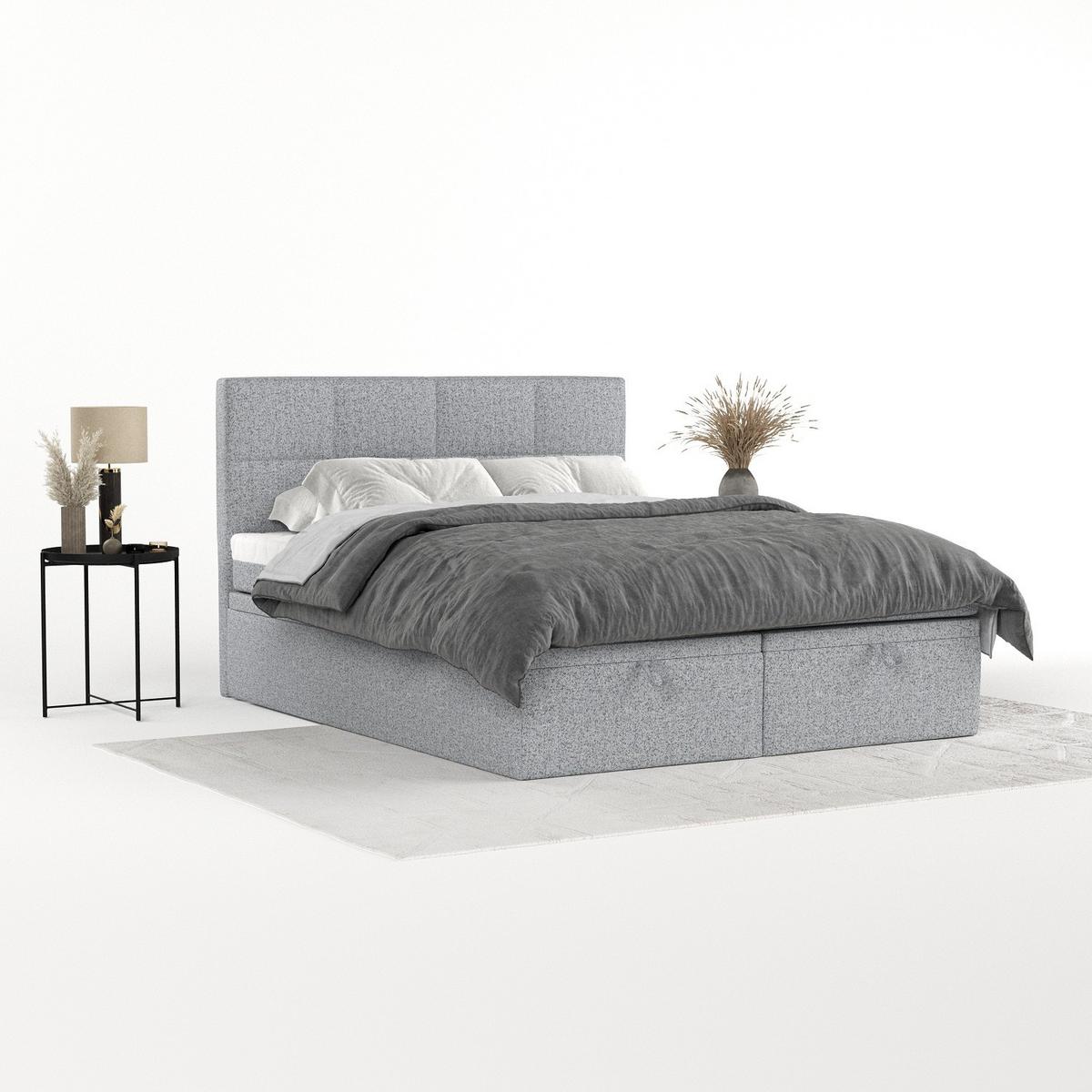 BOXBETT Tessa 160/200 cm Grau im Riva Stoff - Schwarz/Grau, Holz/Holzwerkstoff (160/200cm) - AltaBeds