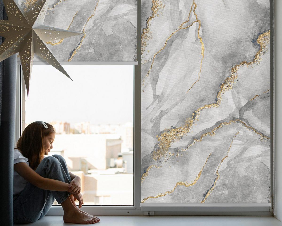 INNENROLLO - Fensterrollo - Rollo - 120x140 cm - Grauer Marmor - Grau, Kunststoff (120/140/0.5cm) - TULUP