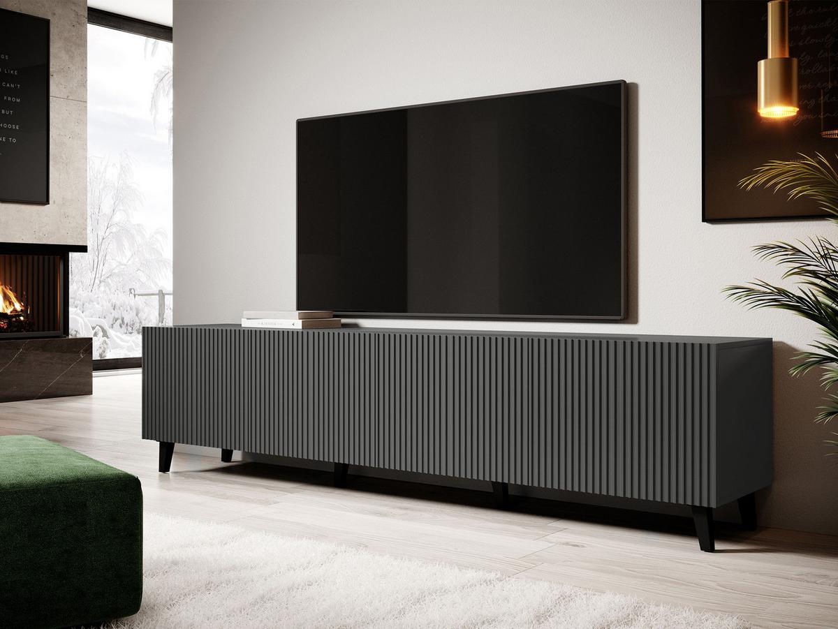 TV-ELEMENT Vamos Grey 200 - Anthrazit/Schwarz, Holzwerkstoff/Kunststoff (201/53/42cm) - MIRJAN24