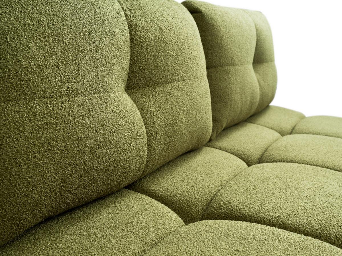 BETTSOFA CORSO Grün Bucle-Stoff mit Schlaffunktion - Grün, Holz (214/89/104cm) - MASSENO