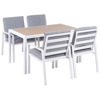 GARTENMÖBEL Set 4-Sitzer Grau/Weiß Visso - Beige/Weiß, Metall - Beliani