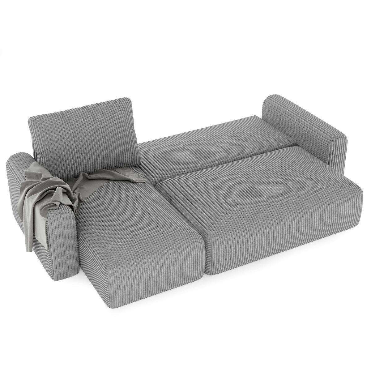 ECKSOFA mit Schlaffunktion und Bettkasten, Grau - Grau, Holzwerkstoff/Textil (244/98cm) - Idohome