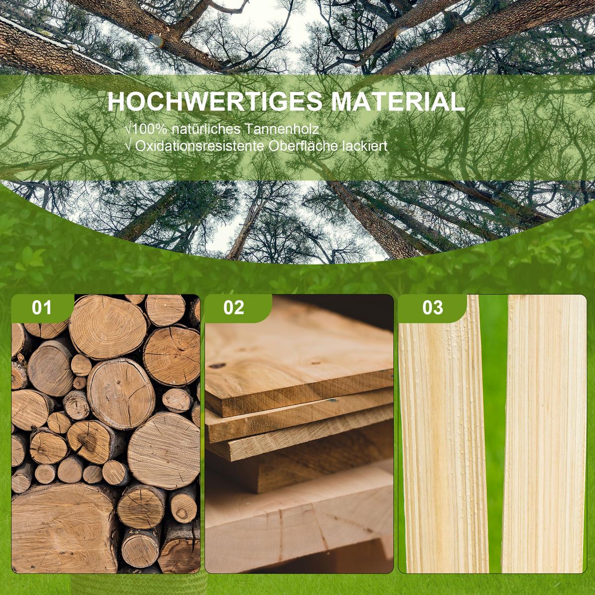 GARTENBANK mit Tisch, Massivholz, Natur, 157 x 88 x 103 cm - Naturfarben, Holz (88/103/157cm) - Outsunny
