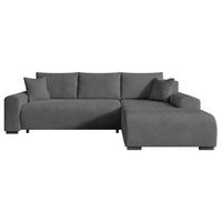 ECKSOFA Nelly mit Bettkasten und Schlaffunktion, Cordstoff in L-Form - Dunkelgrau, Textil (270/185cm)