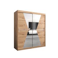 SCHWEBETÜRENSCHRANK 200/180/62 2-türig - Silberfarben/Eiche Artisan, Holz/Kunststoff (180/200/62cm) - MÖBEL KRYSPOL