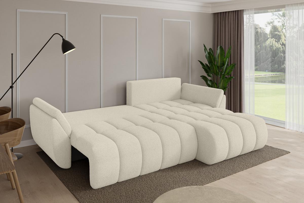 ECKSOFA mit Schlaffunktion Ottomane Rechts TOKO-L-v1 277x194x86 Beige Bouclé - Sandfarben/Beige, Holzwerkstoff/Kunststoff (277/194cm) - ALTDECOR