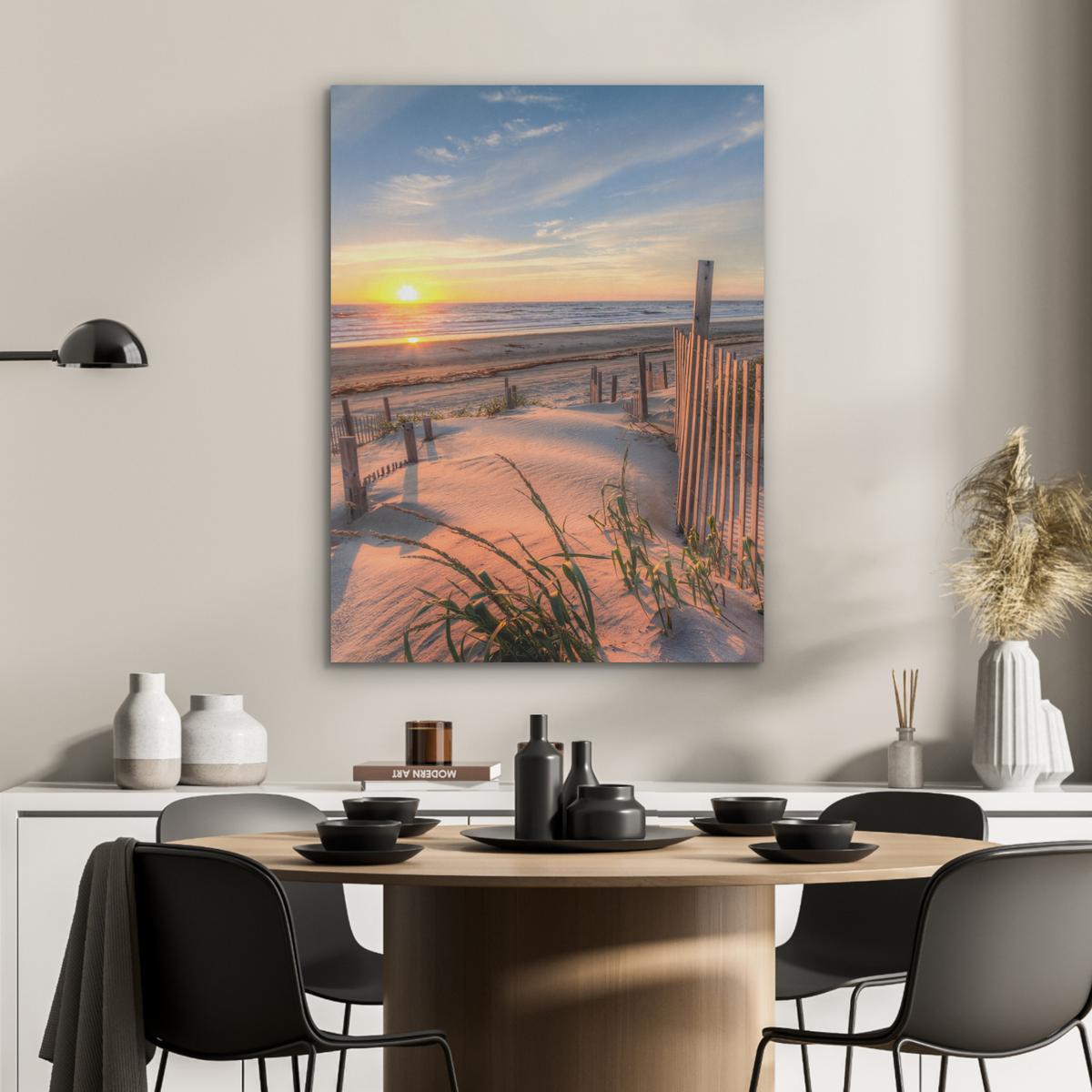 AKUSTIKBILD Strand - Meer - Düne - Sonnenuntergang - Landschaft Wandbilder 60x80 cm - Beige, Kunststoff (60/80/0.9cm) - MuchoWow