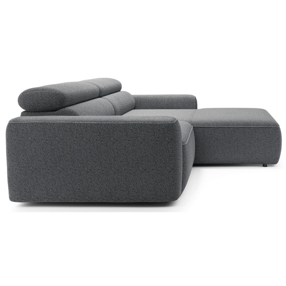 ECKSOFA Fando mit Schlaffunktion, L-Form, 4-Sitzer 252 cm, rechts Flechtstoff Grau - Schwarz/Grau, Holz/Kunststoff (182/252cm) - Selsey