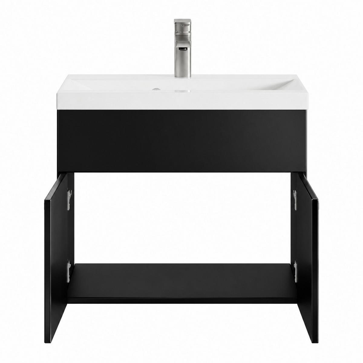 BADMÖBEL-SET Montreal 2 Teile Schwarz Hochglanz - 60 x 35 x 51 cm - Schwarz, Holz (60/51/35cm) - Badplaats