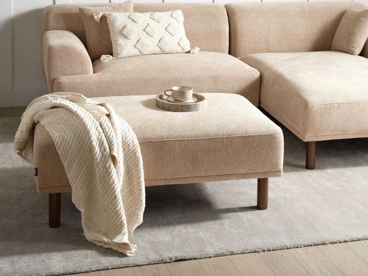 OTTOMANE Stoff Beige Holt - Beige, Textil (112/44/67cm) - Beliani