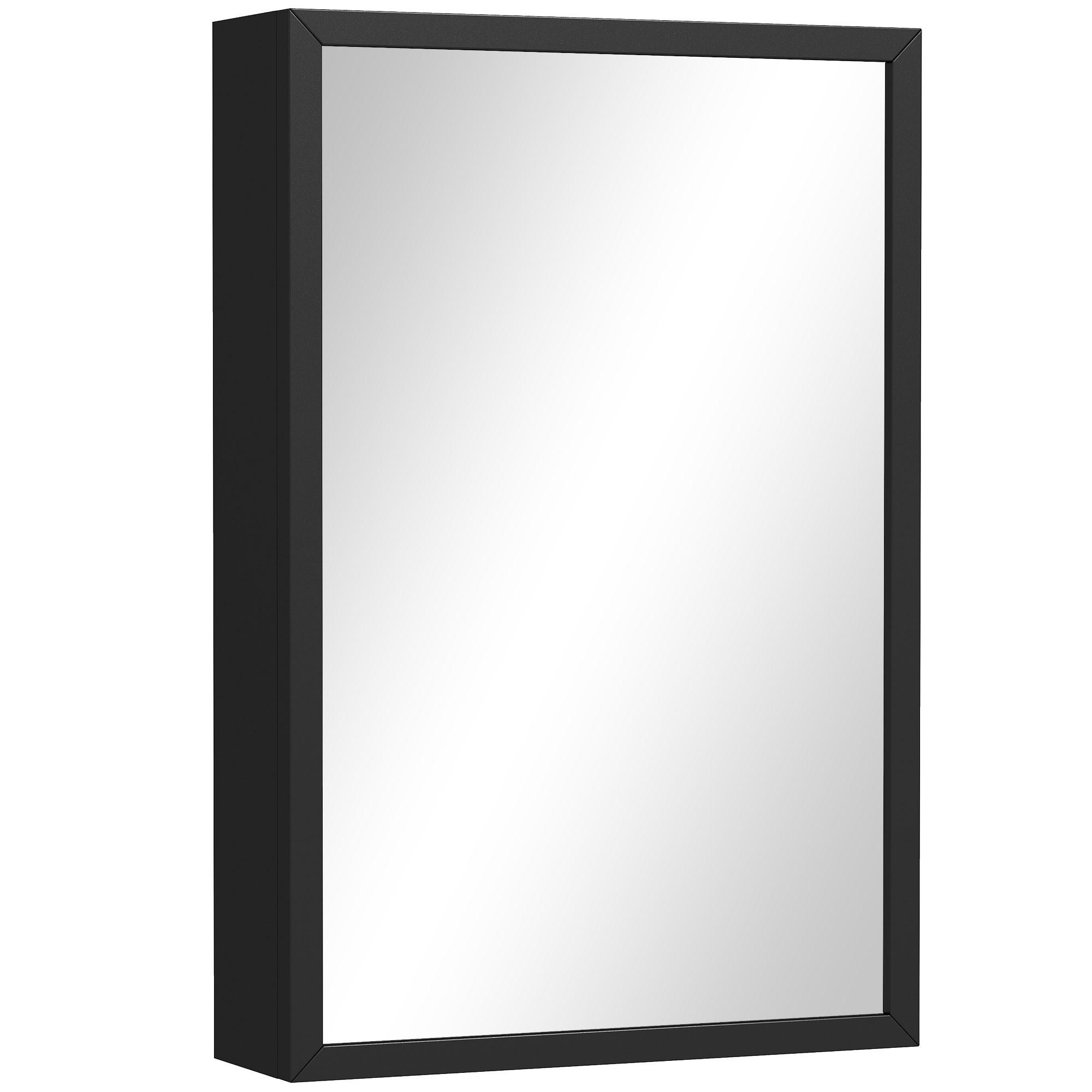 SPIEGELSCHRANK mit 3 Etagen, für Schlafzimmer, Schwarz, 40 x 12 x 60 cm - Schwarz, Glas (40/60/12cm) - Kleankin