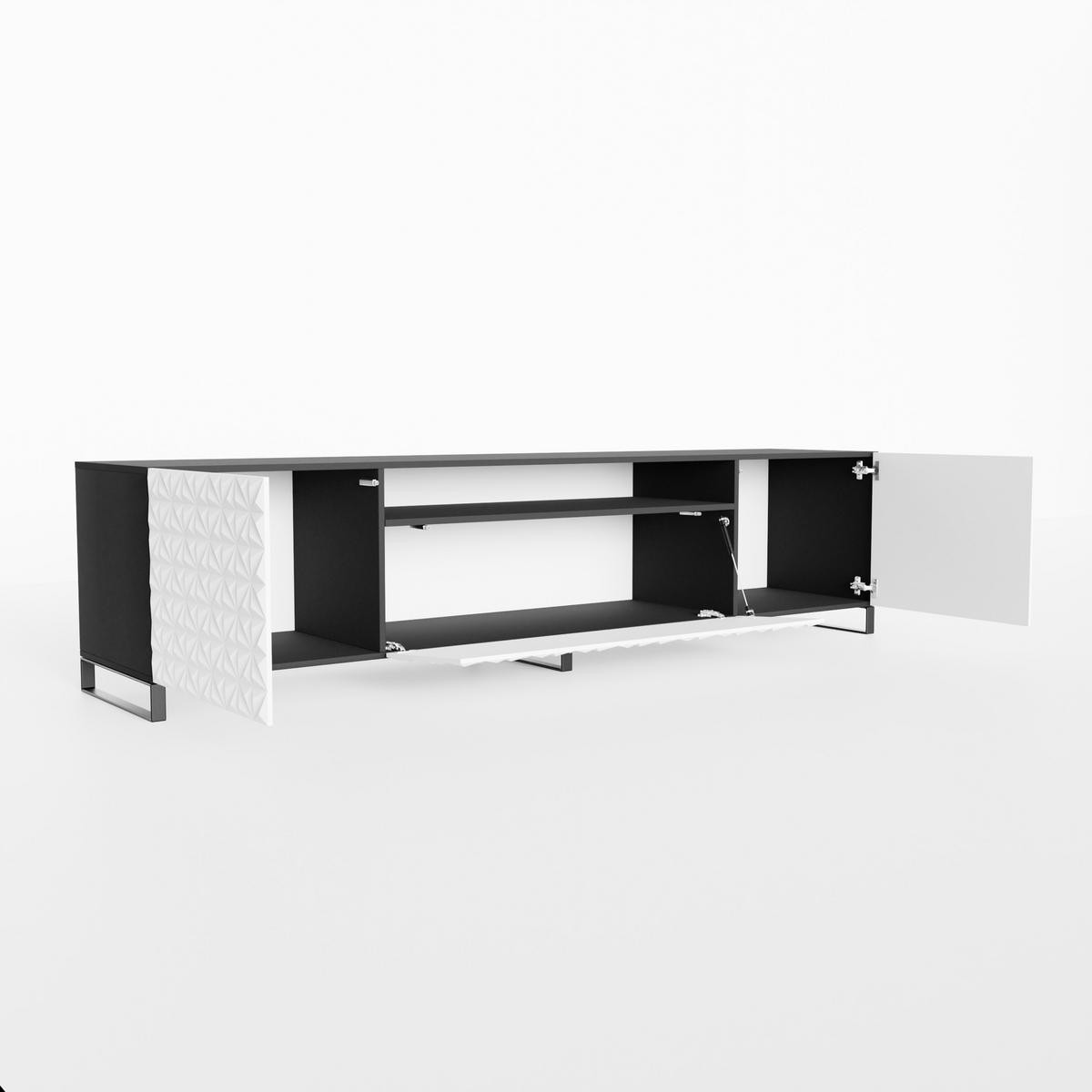 LOWBOARD ROVA 200/41/40 cm, Stand-TV-Schrank Anthrazit / Weiß - Anthrazit/Weiß, Holzwerkstoff (200/41/40cm) - MASSENO