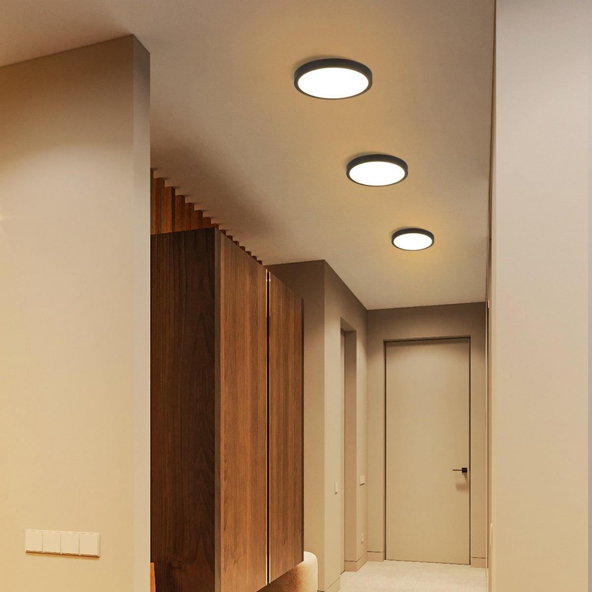 LED-DECKENLEUCHTE Crescentia 18/18/3 cm - Schwarz, Kunststoff (18/18/3cm) - Nettlife