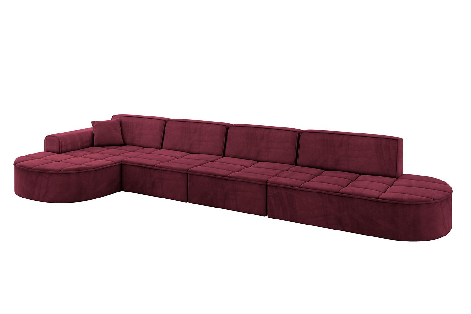 ECKSOFA Ottomane Links TARO-L3 - 413x171x79,5 cm Bordeauxrot - Bordeaux, Holzwerkstoff/Textil (413/171cm) - ALTDECOR