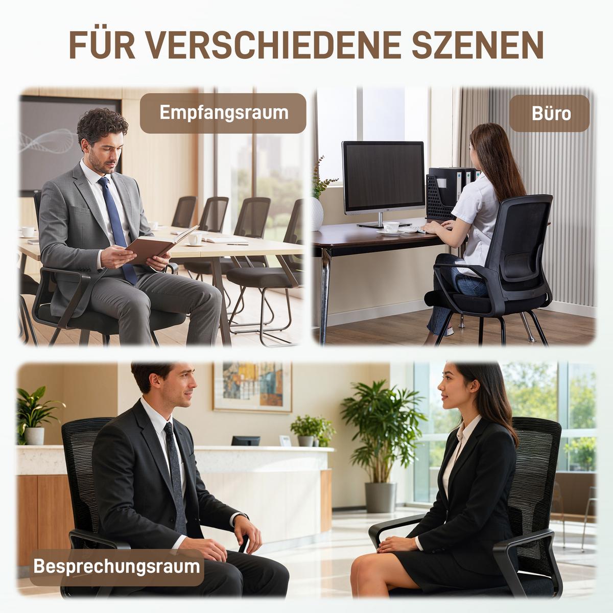 BESUCHERSTUHL Netzstoff Schwarz - Schwarz, Kunststoff/Textil (56/97/57cm) - HOMCOM