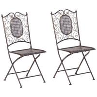 GARTENSTUHL 2er-Set Metall schwarz Bormio - Schwarz, Metall (40/93/60cm) - Beliani