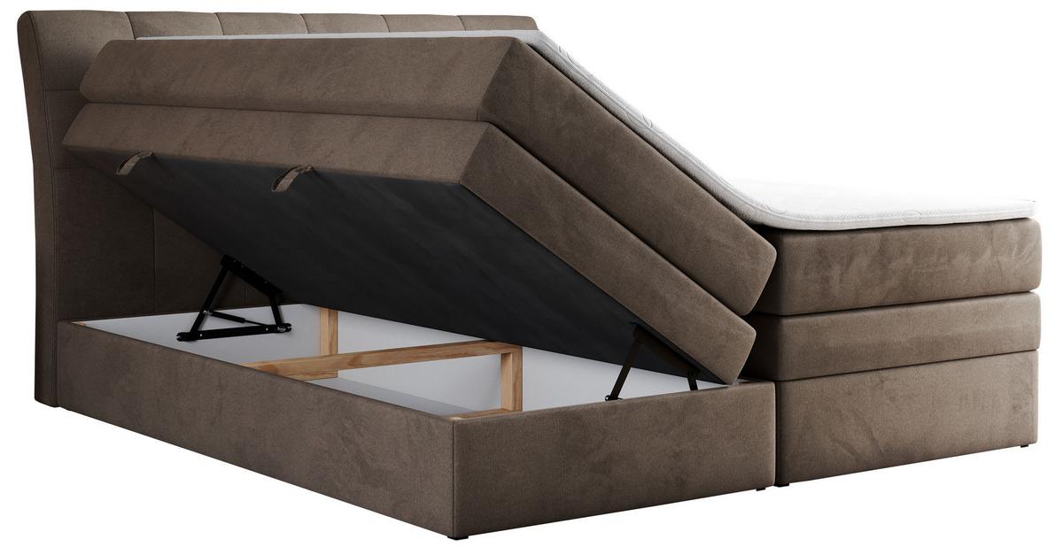 BOXSPRINGBETT GOLD-10 KING 180/200 Braun Velvet - H4 - Braun, Holz/Textil (180/200cm) - MKS