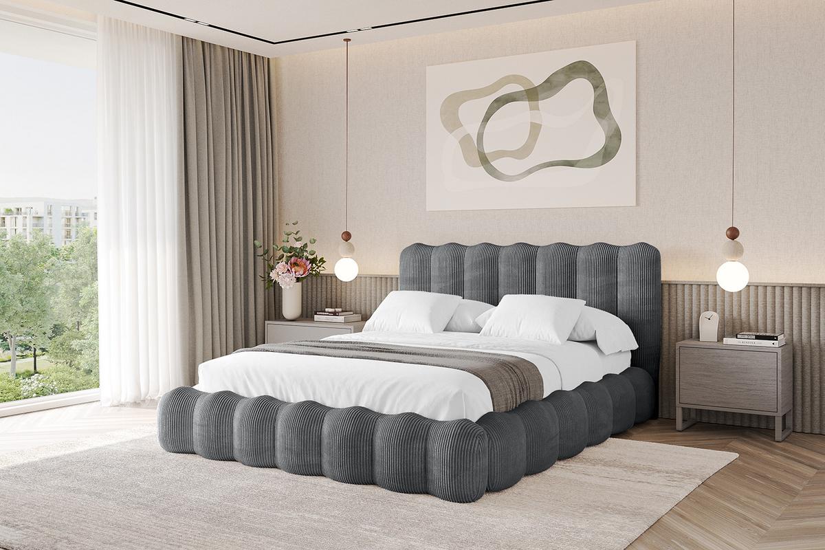 POLSTERBETT mit Bettkasten und Lattenrost, Boxbett ohne Matratze - SORA 180x200 Dunkelgrau - Anthrazit, Holzwerkstoff/Textil (180/200cm) - ALTDECOR