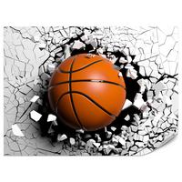 FOTOTAPETE für Jugendzimmer Basketball Wandbruch Sport 450x315 - Schwarz/Orange, Papier (450/315cm) - Muralo