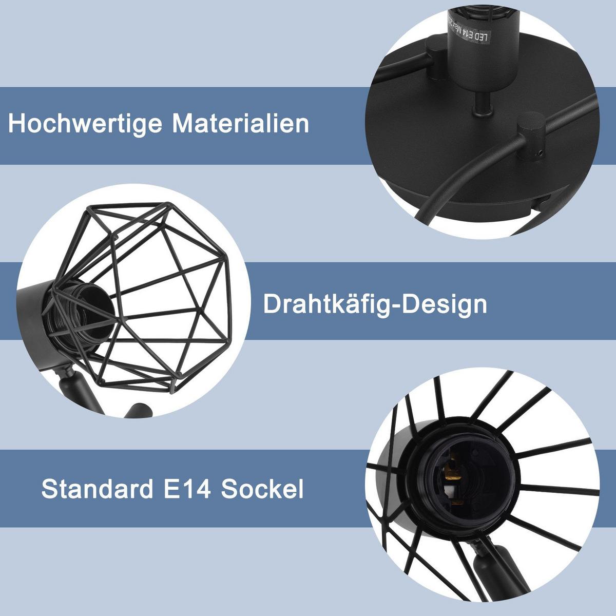 DECKENSTRAHLER Berleburg 5-flammig 61/28/18 cm - Schwarz, Metall (61/28/18cm) - Nettlife