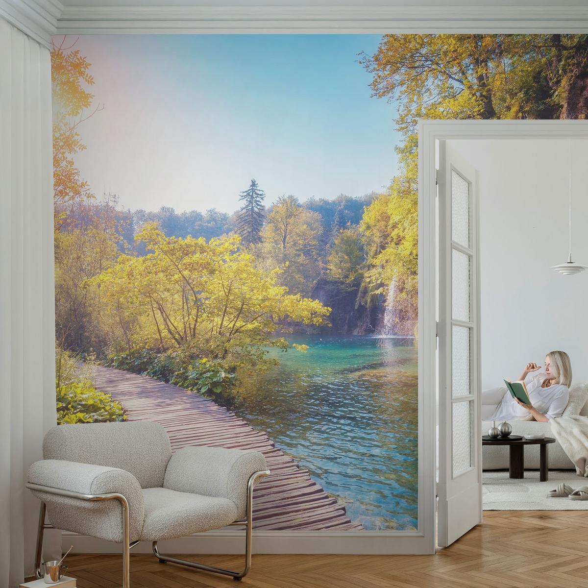 FOTOTAPETE 208x146 cm - Naturlandschaft - Grün, Textil (208/146cm) - Wallfluent