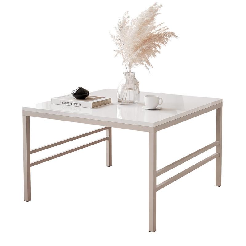 COUCHTISCH FORMA 60/60 cm Quadrat, Kaschmir / Weiß Hochglanz - Kaschmir/Weiß Hochglanz, Metall (60/60/40cm) - Idohome