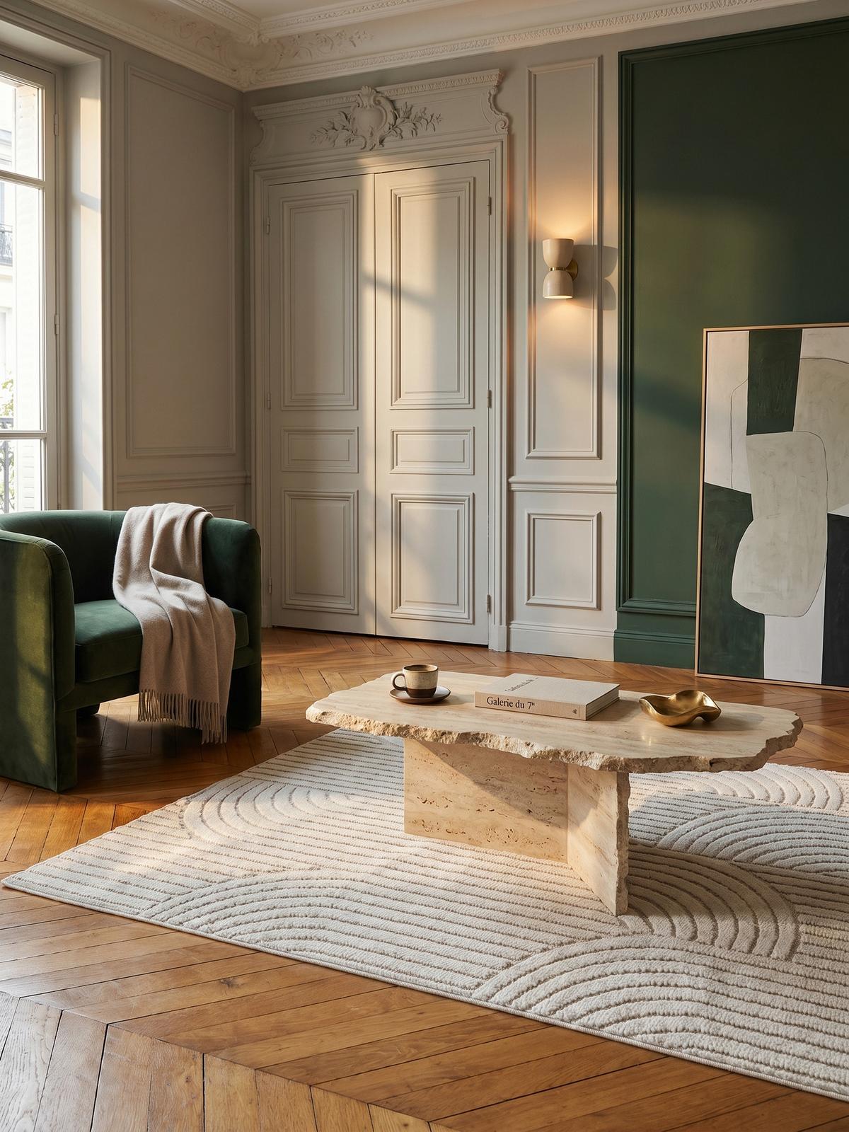 TEPPICH Flachgewebe LANGAU in Creme, mit geometrischen Bögen, 200 x 290 cm - Beige, Textil (290/200cm) - KADIMA DESIGN