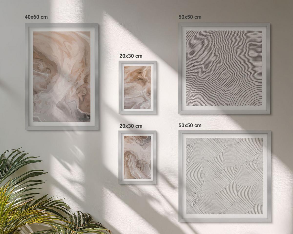 BILDER SET 5er Set - 50x50 cm & 20x30 cm & 40x60 cm Silberner Rahmen - Marmorstein-Texturmuster - Silberfarben, Kunststoff (40/60cm) - TULUP