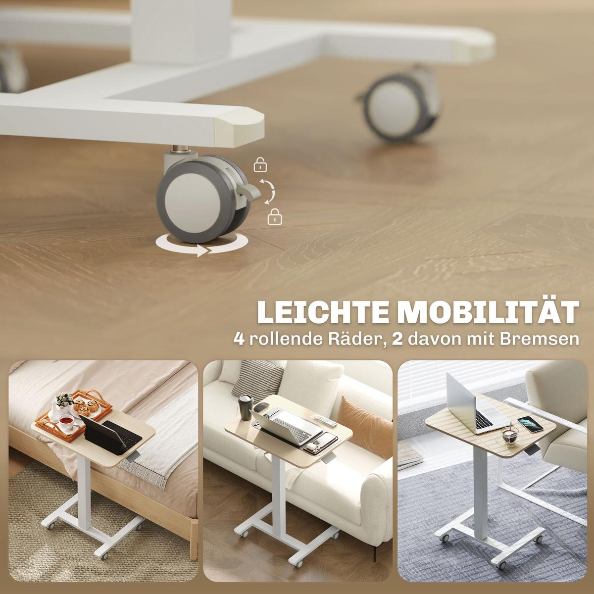 LAPTOPTISCH Spanplatte Stahl Rustikal-Braun - Braun/Weiß, Holzwerkstoff (65/48/108cm) - Vinsetto