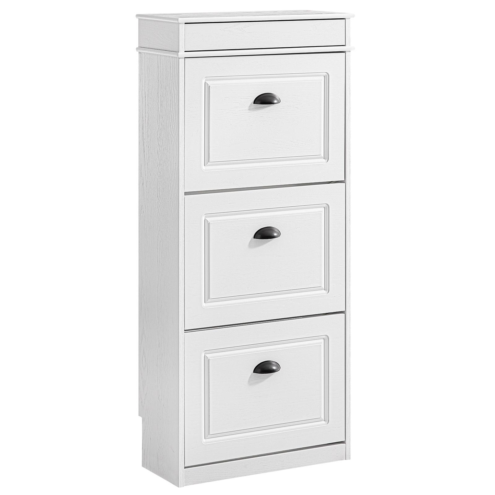 SCHUHSCHRANK mit 3 Klappen, Weiß 53x118x24cm - Weiß, Holzwerkstoff (53/118/24cm) - SoBuy