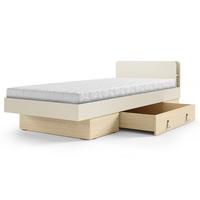 BETT Sorella 90x200 cm mit Lattenrost und Bettkasten-Schublade, mit Matratze 26 cm, Macadamia + Eiche Mavelie - Eichefarben/Beige, Leder/Holzwerkstoff (90/200cm) - Beautysofa