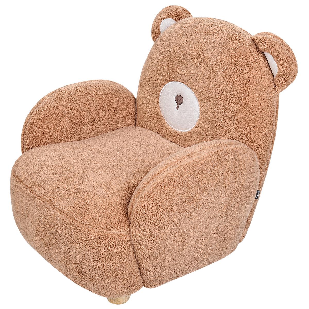 KINDERSESSEL Teddybär Bouclé Braun Boo - Braun, Textil (58/56/62cm) - Beliani