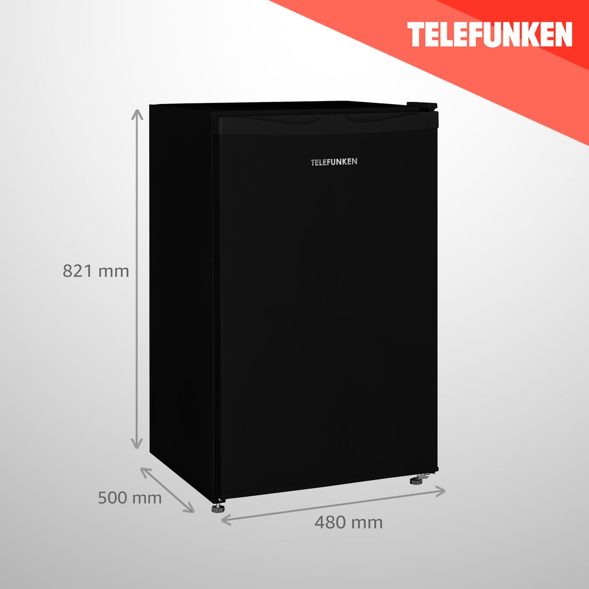 KÜHLSCHRANK, ohne Gefrierfach, freistehend, klein, 90 Liter Nutzinhalt, mit Gemüsefach & 3 Ablagen, Temperaturregelung, CF-31-121-B - Schwarz, Kunststoff/Metall (48/82.1/50cm) - Telefunken