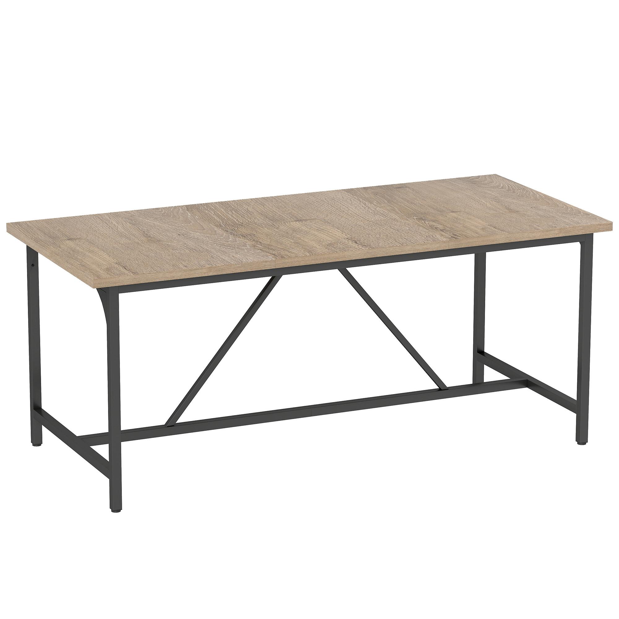 ESSTISCH aus Spanplatte 180/80/76 cm Naturholz - Schwarz/Naturfarben, Holzwerkstoff (180/80/75.5cm) - HOMCOM