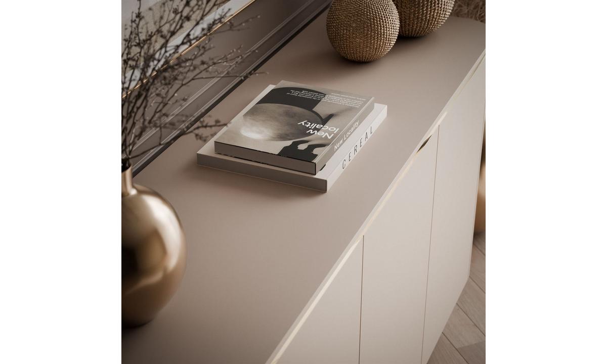 KOMMODE AVELINE 140/40/78 cm mit LED-Beleuchtung Kaschmir - Kaschmir/Goldfarben, Holzwerkstoff (140/78/40cm) - Lookway
