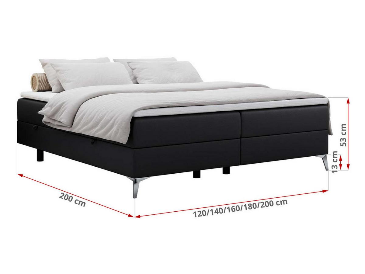BOXBETT LESS 200/200 Schwarz Kunstleder - H3 - Schwarz, Holz/Textil (200/200cm) - MKS