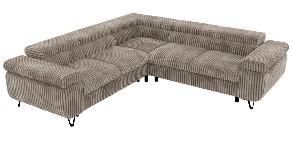 ECKSOFA QUADRO L - Hellbraun Cord - Rechts Seite - Hellbraun/Schwarz, Textil/Metall (269/269cm) - MKS