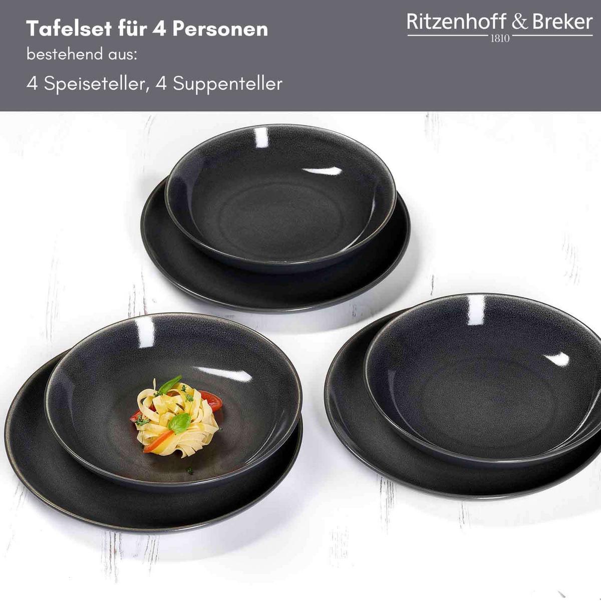 TAFELSERVICE TOLEDO grau 8-tlg. - Grau, Keramik (2/2/2cm) - Ritzenhoff Breker