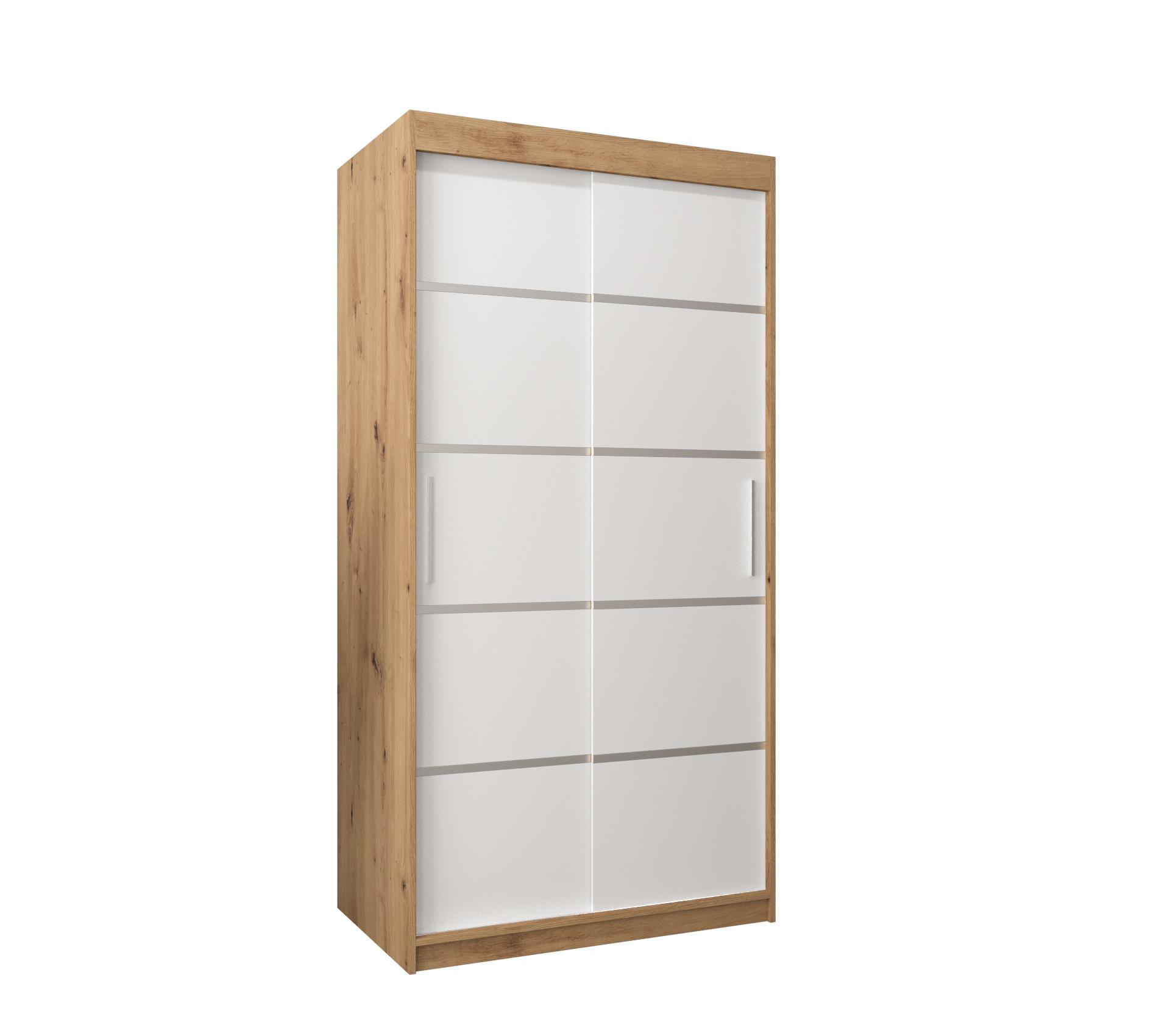 SCHWEBETÜRENSCHRANK 200/100/62 2-türig - Silberfarben/Weiß, Holz/Kunststoff (100/200/62cm) - MÖBEL KRYSPOL