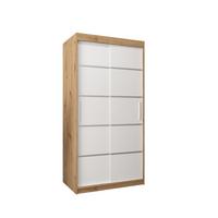 SCHWEBETÜRENSCHRANK 200/100/62 2-türig - Silberfarben/Weiß, Holz/Kunststoff (100/200/62cm) - MÖBEL KRYSPOL