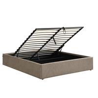 BETT mit Bettkasten 140 x 190 cm aus meliertem Stoff 150/36,50/204 cm - Braun, Holz (190/140cm) - Calicosy