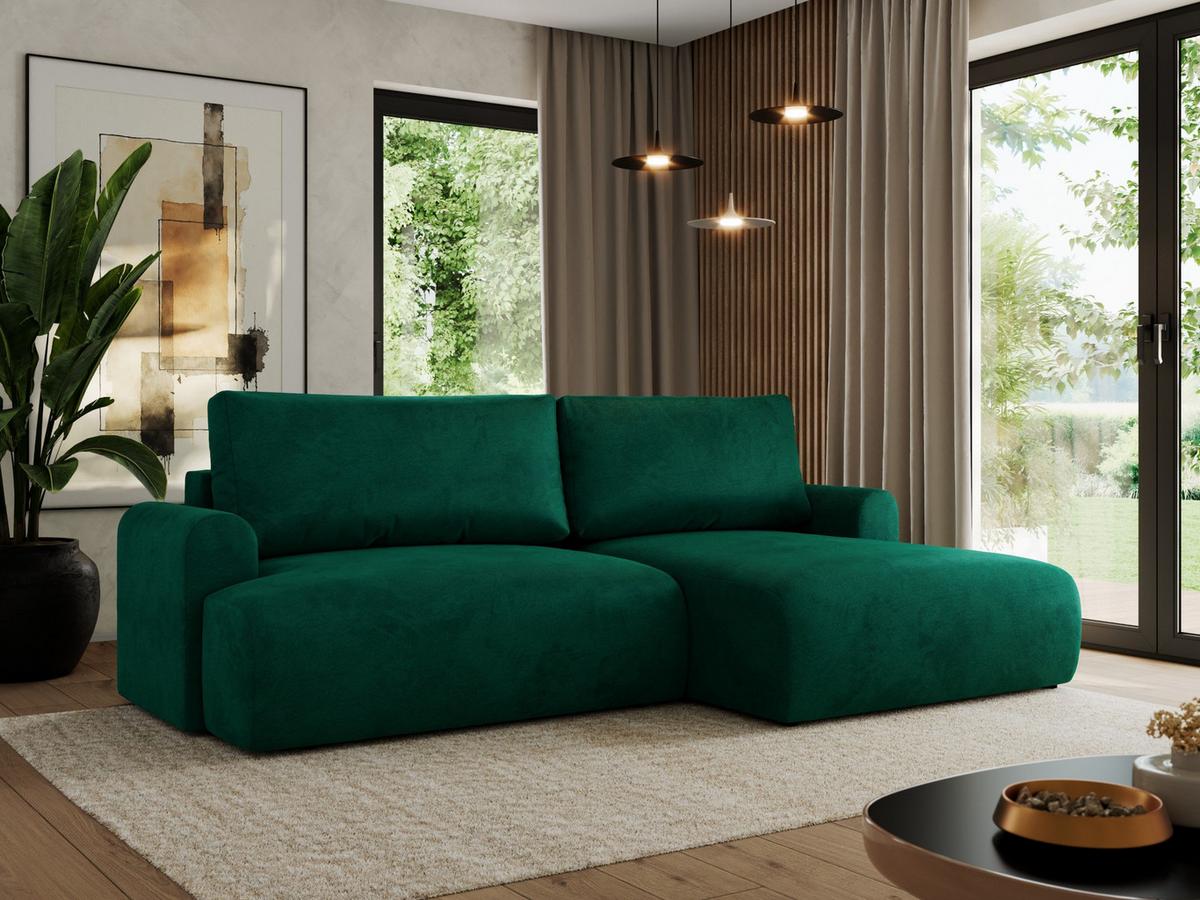 ECKSCHLAFSOFA TONO L Dunkelgrün Velvet - rechts - Dunkelgrün/Schwarz, Kunststoff/Textil (150/260cm) - MKS