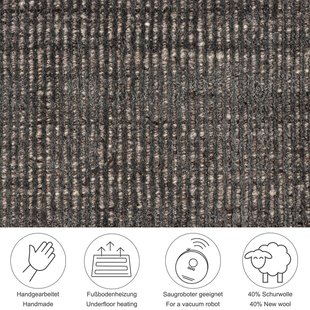 HANDWEBTEPPICH Venus 170x240 cm - Anthrazit, Textil (170/240cm) - THEKO
