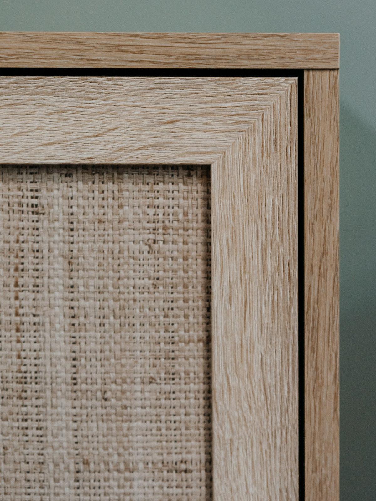 KOMMODE Eiche Sonoma, Bast-Dekor 102 cm, Anrichte skandinavisch - Eichefarben, Holz/Holzwerkstoff (102/87/40cm) - Furn.Design